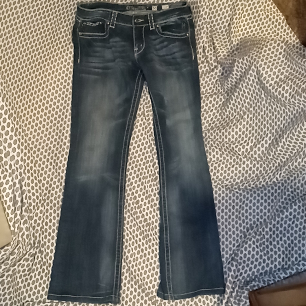 Miss Me Women's Bead Embellished Mid Rise Boot Cut